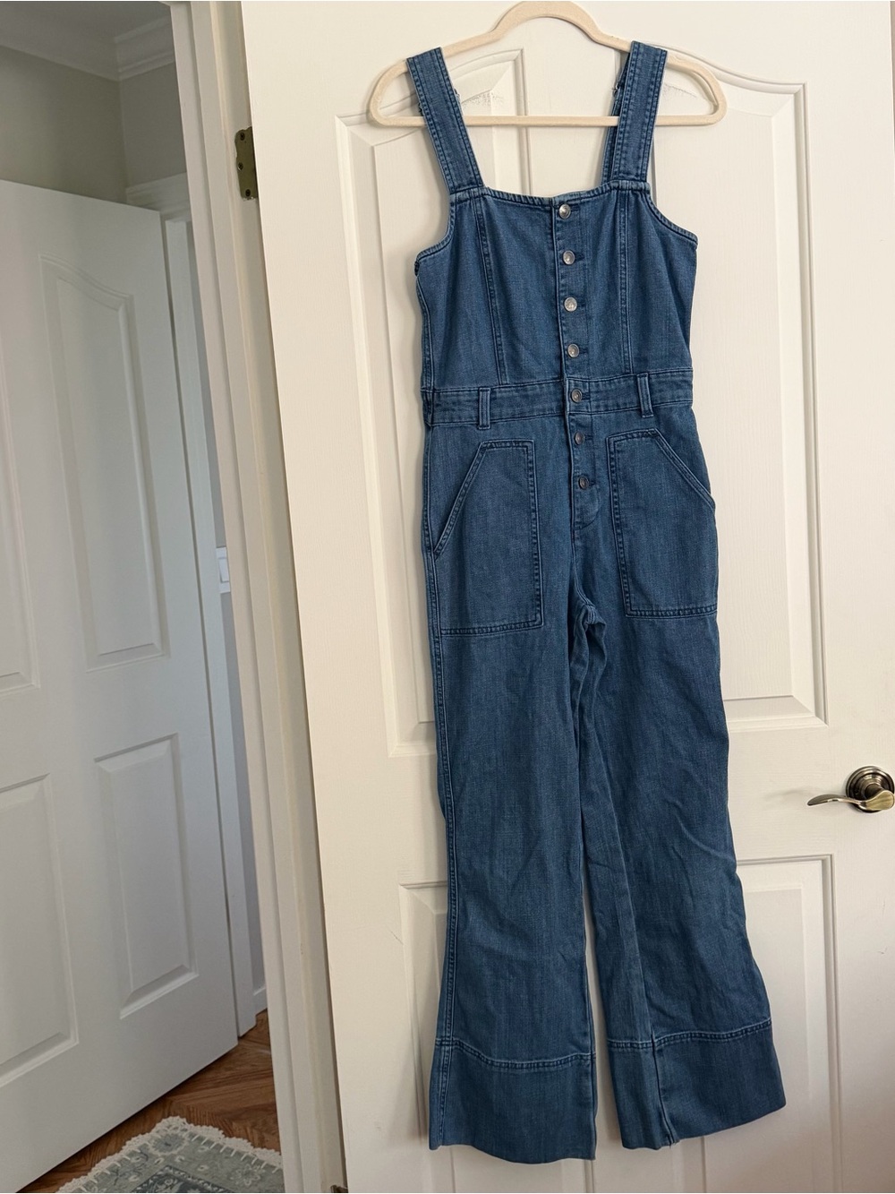 Aerie Denim Wide Leg Jumpsuit Size Small Petite